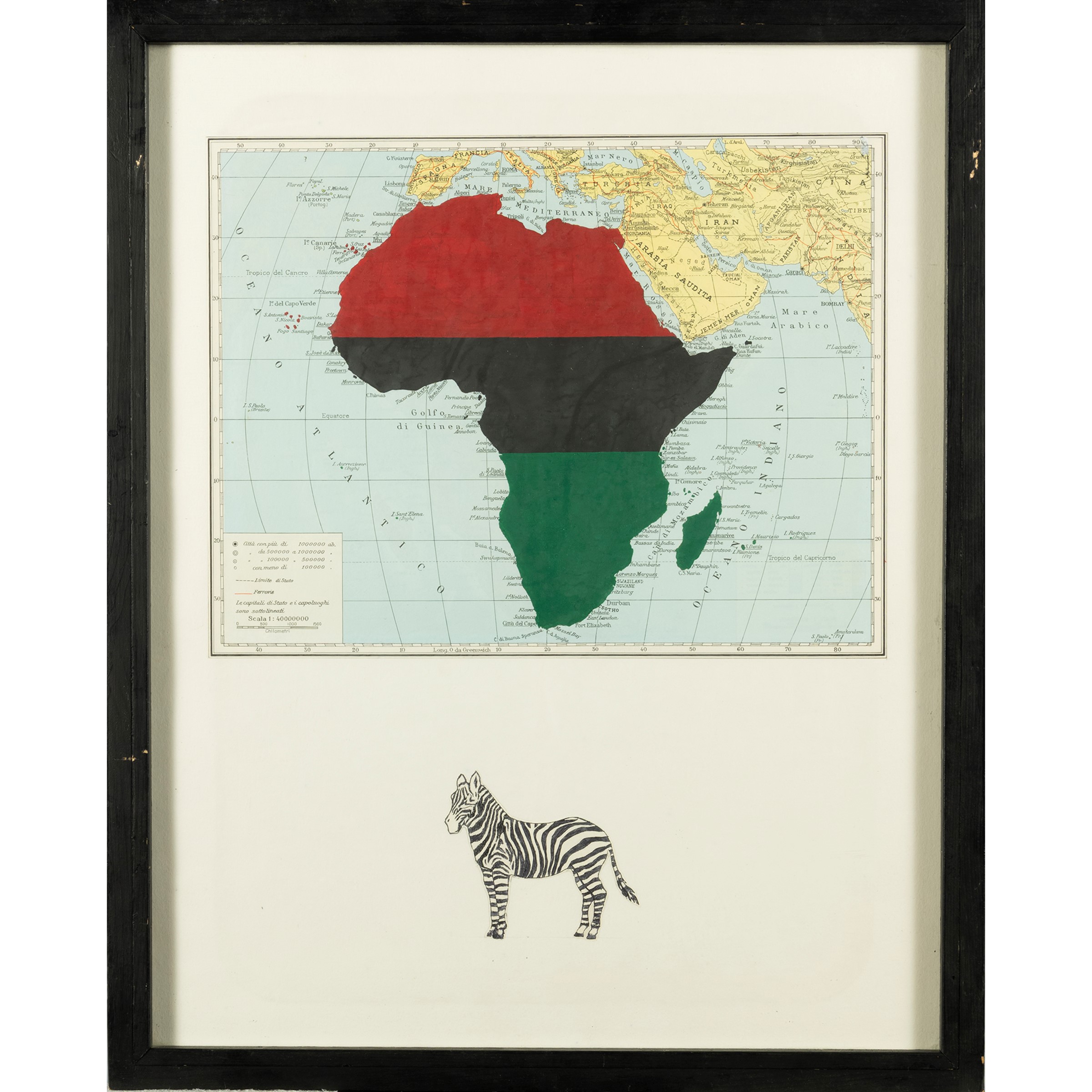 Felice Levini - Serie africana, tecnica mista e collage su carta double-face
