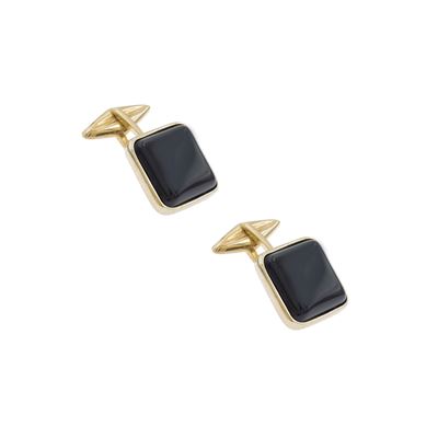 Gemelli, oro giallo 18kt e onice nero, peso 12 gr.