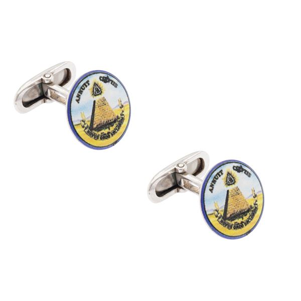 Gemelli in argento 925 e smalto policromo