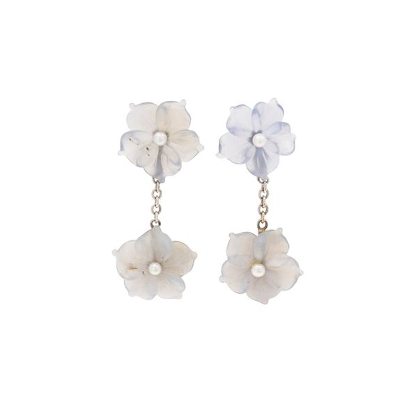 18kt white gold and chalcedony Pendant earrings