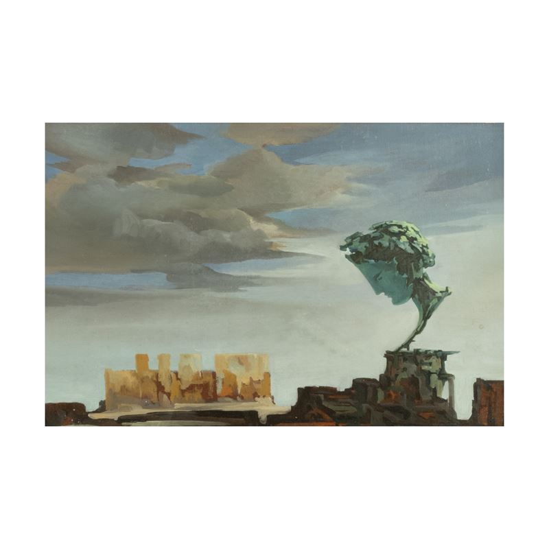 Fabrizio Clerici - Senza titolo, olio su cartone telato