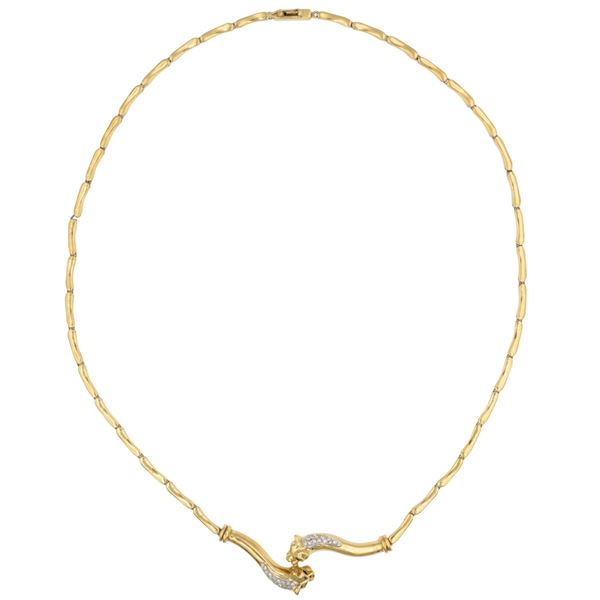 Collana pantere in oro giallo 18kt e diamanti