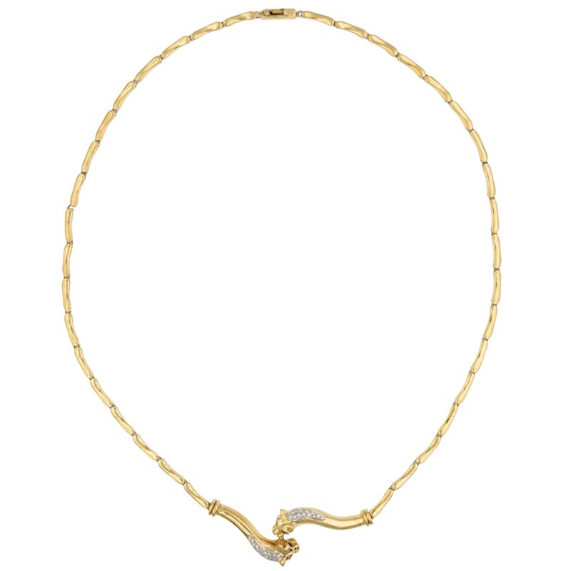 Collana pantere in oro giallo 18kt e diamanti