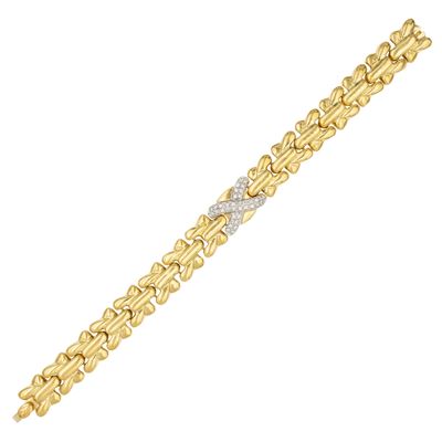 Bracciale a Motivo Geometrico in Oro Giallo 18kt e Diamanti
