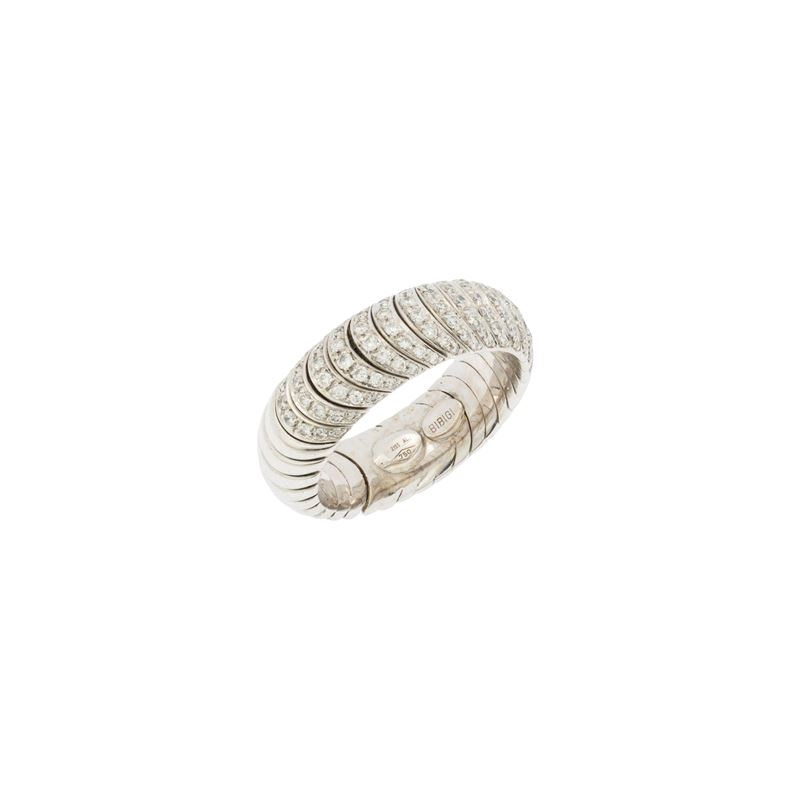 Anello Mezzelune in Oro Bianco 18kt e Diamanti