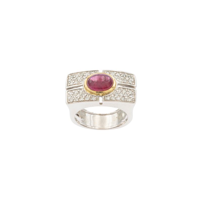 Anello a ponte in oro bianco e giallo 18kt