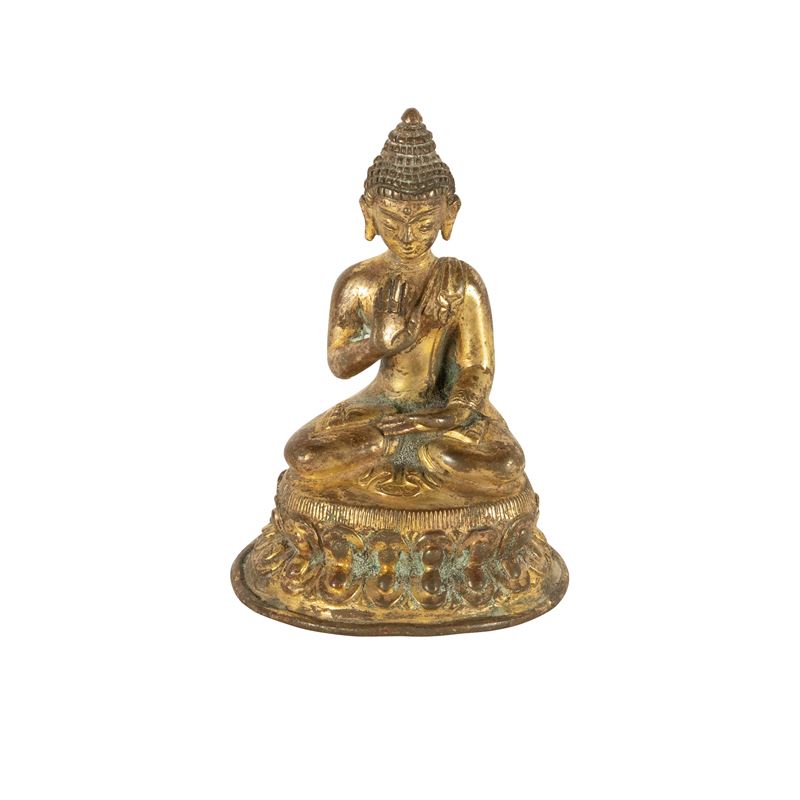 Figura di Buddha in bronzo dorato