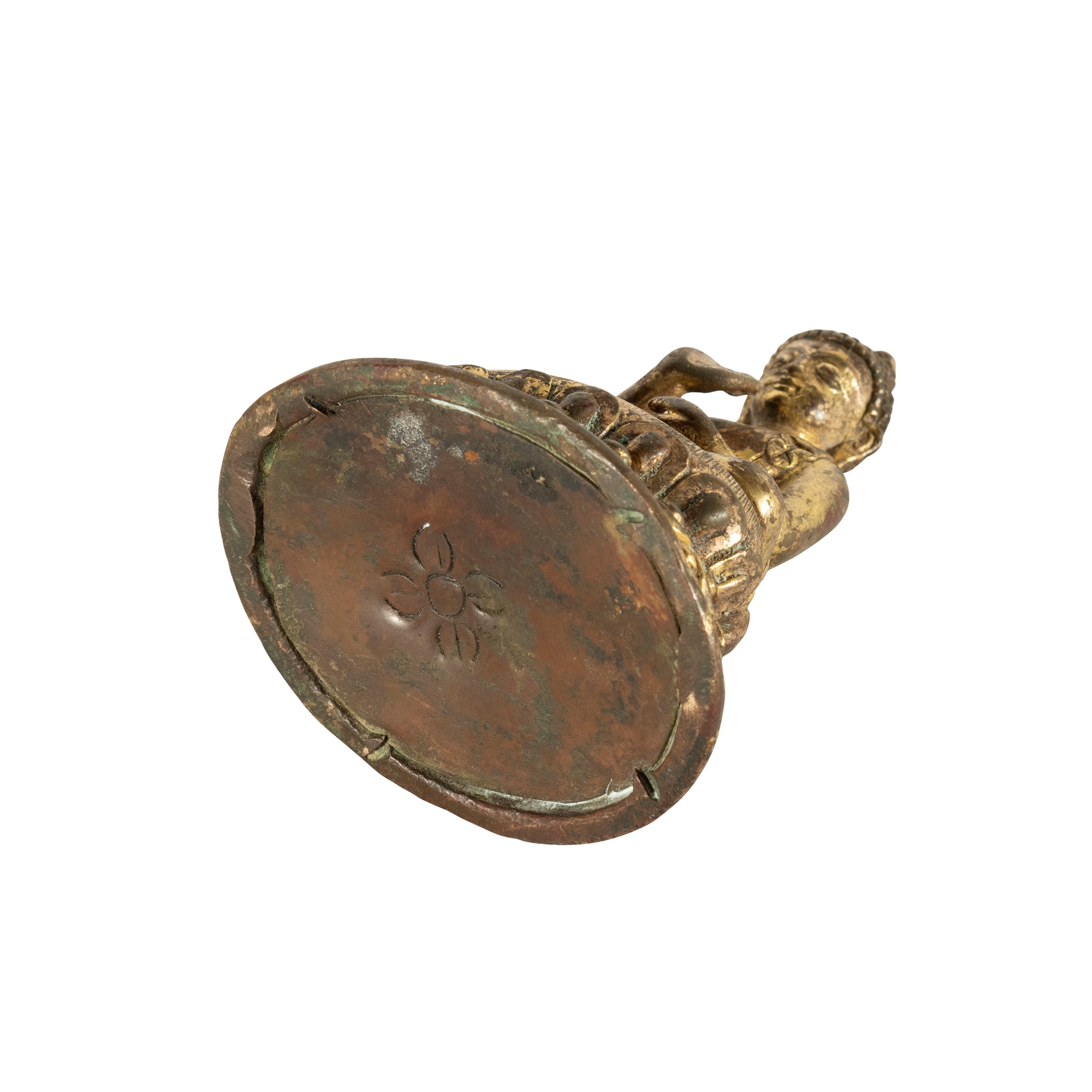 Figura di Buddha in bronzo dorato