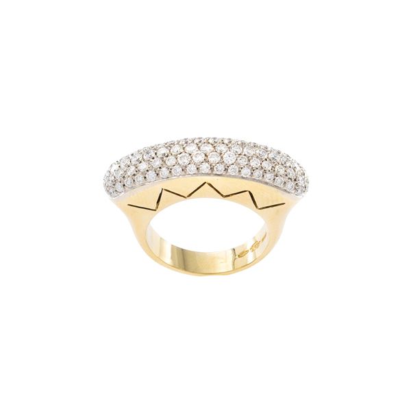 Anello in oro a due colori 18kt e diamanti