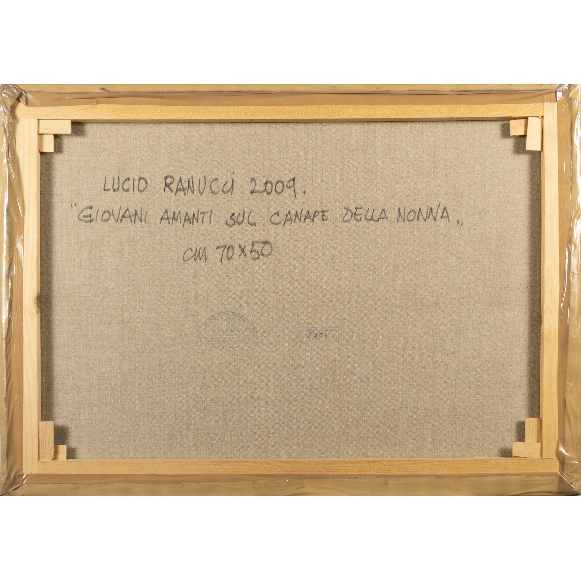 Lucio Ranucci - Giovani amanti sul canape della nonna, olio su tela