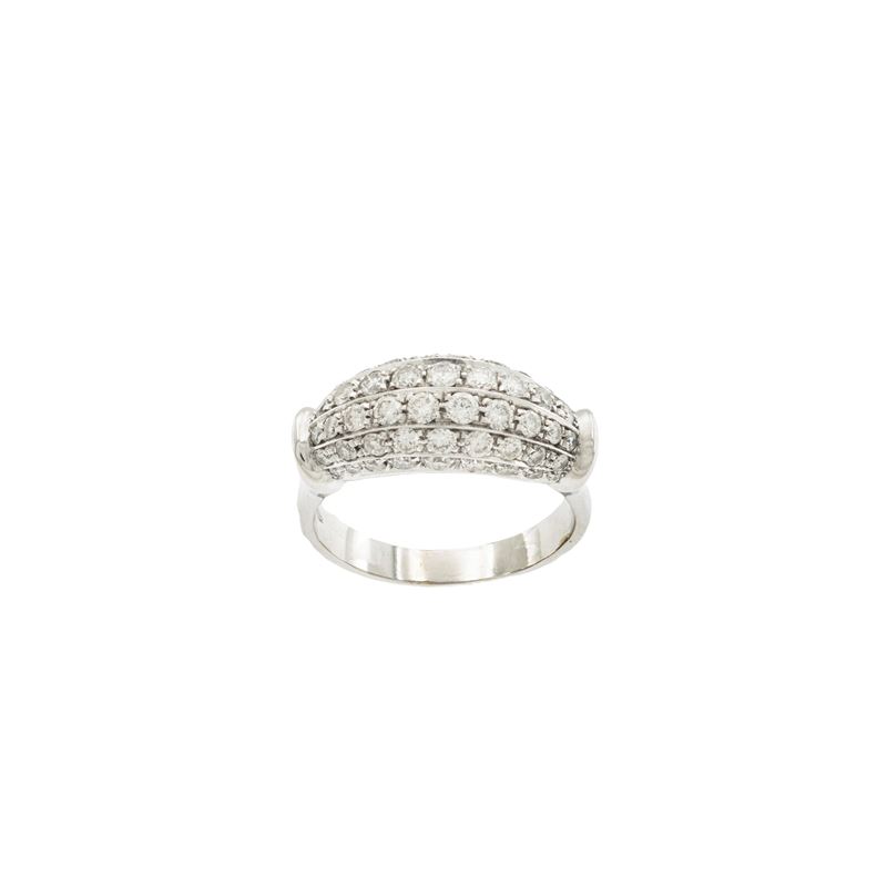 Anello a Ponte in Oro Bianco 18kt e Diamanti
