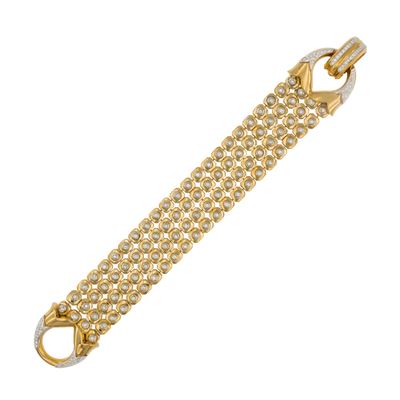 Masella, Bracciale a fascia morbida in oro giallo 18kt con diamanti a taglio brillante