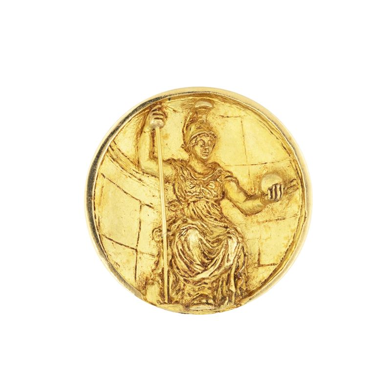 Scultura scolpita ad alto rilievo in oro giallo 18kt