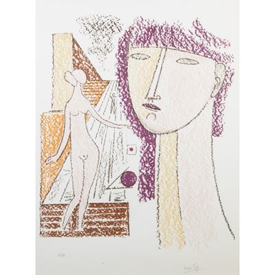 Senza titolo (litografia a colori, entro cornice)