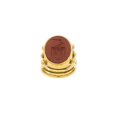Massimo Maria Melis, Anello da sigillo in oro giallo 18kt con diaspro, Roma 1972