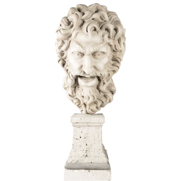 White Carrara statuary mask