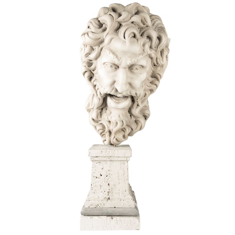 Mascherone in marmo statuario bianco di Carrara