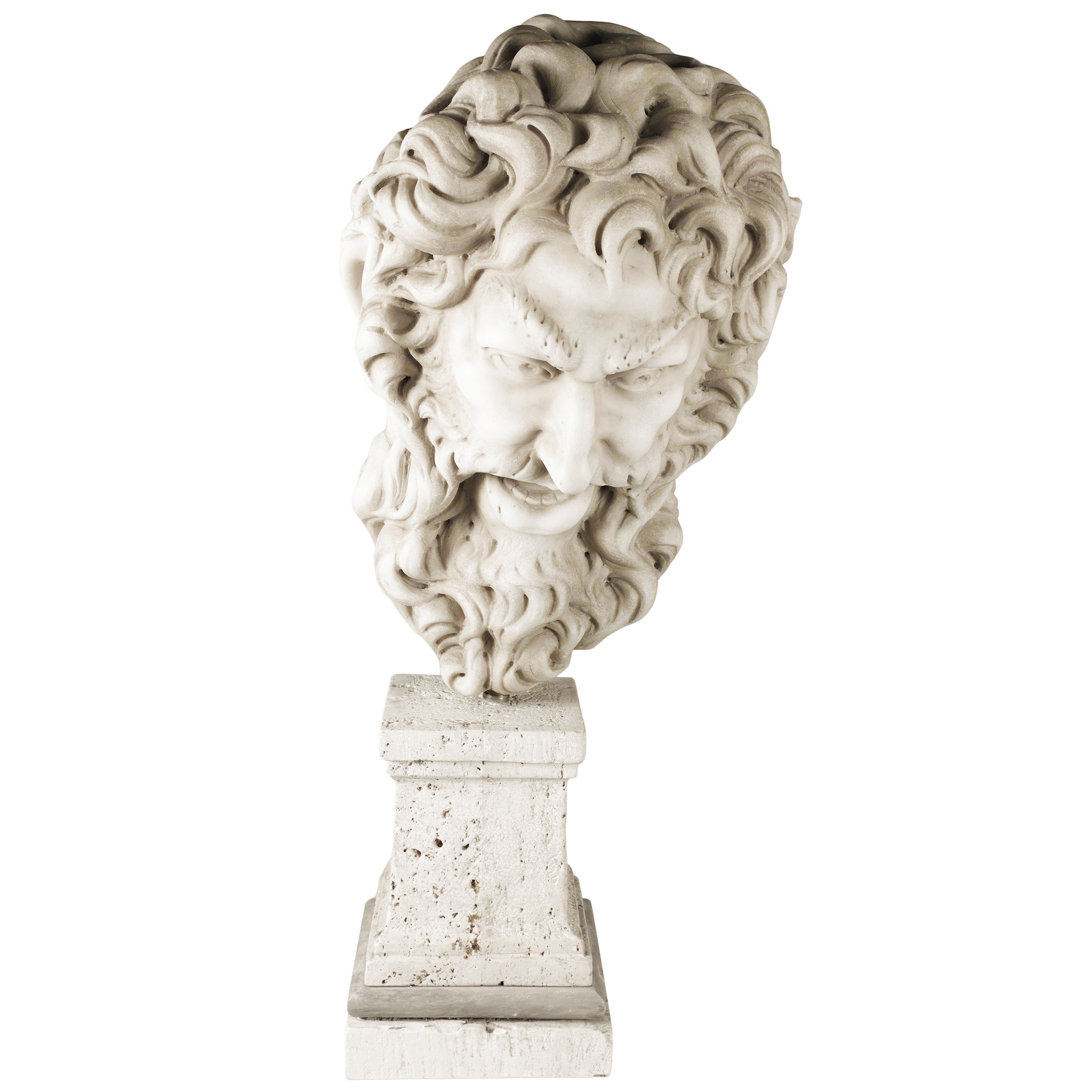 Mascherone in marmo statuario bianco di Carrara