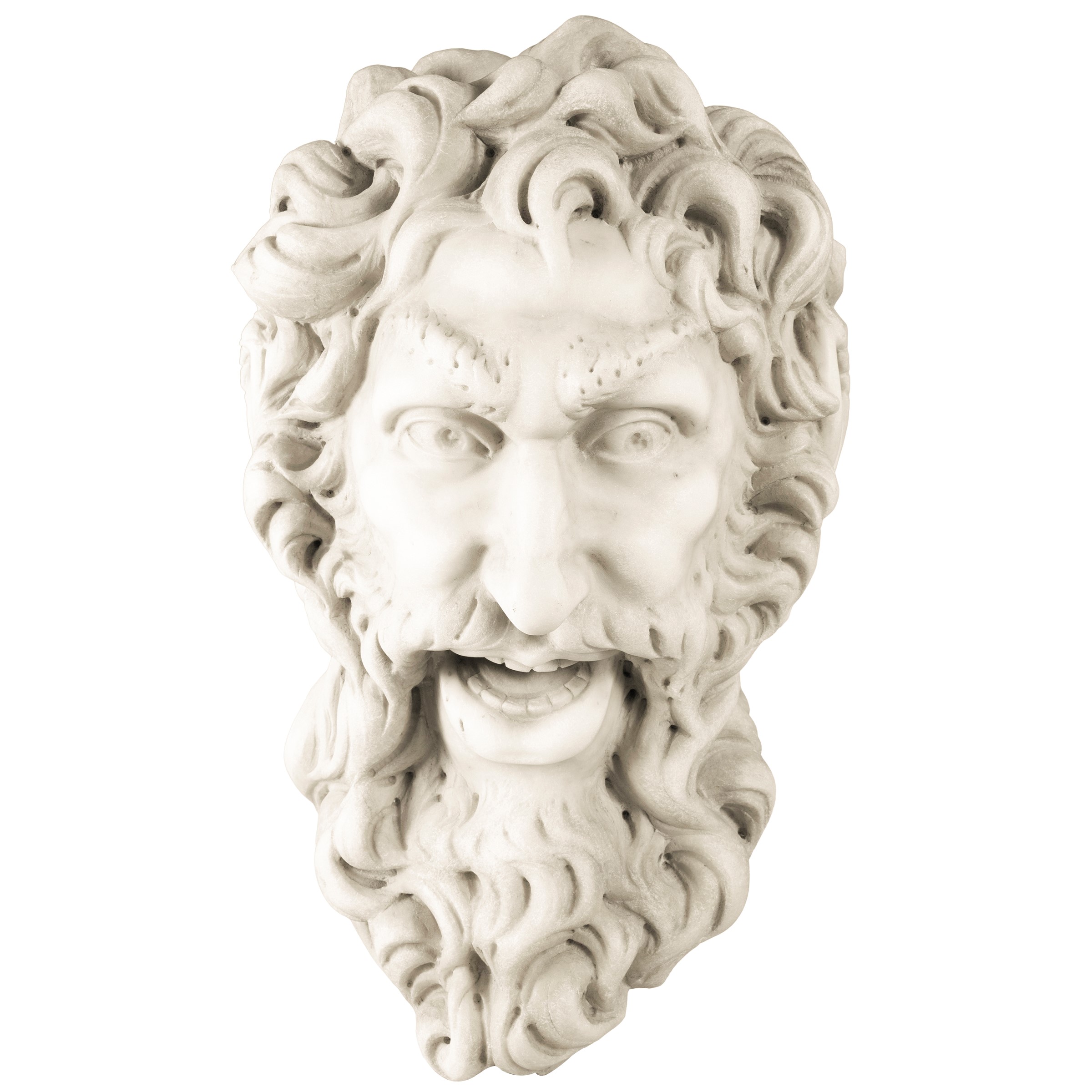 Mascherone in marmo statuario bianco di Carrara