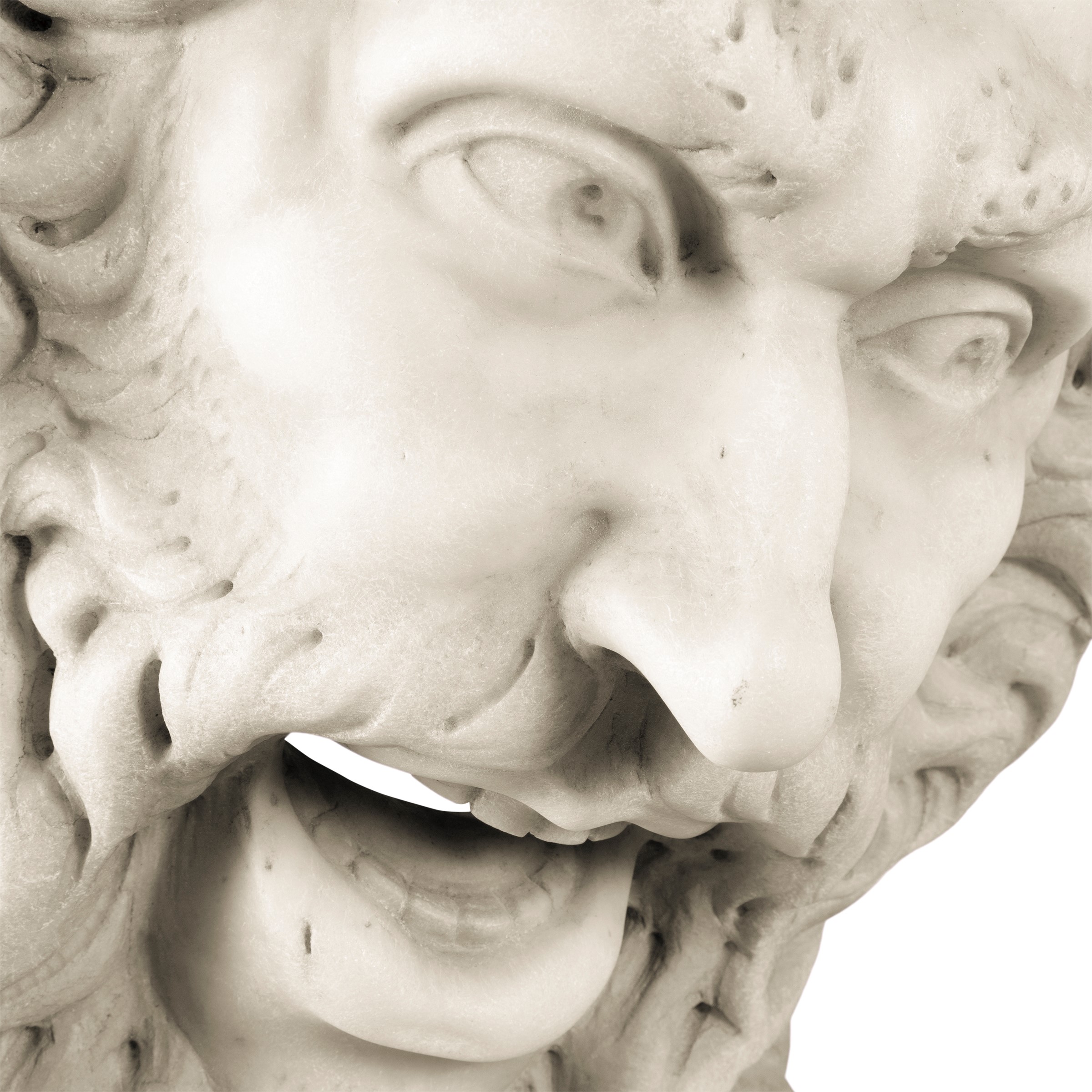 Mascherone in marmo statuario bianco di Carrara