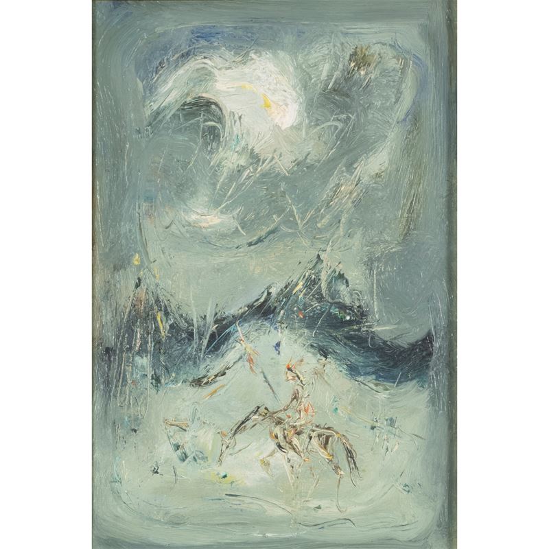 Giovanni Stradone - Indiano nella notte, olio su tela