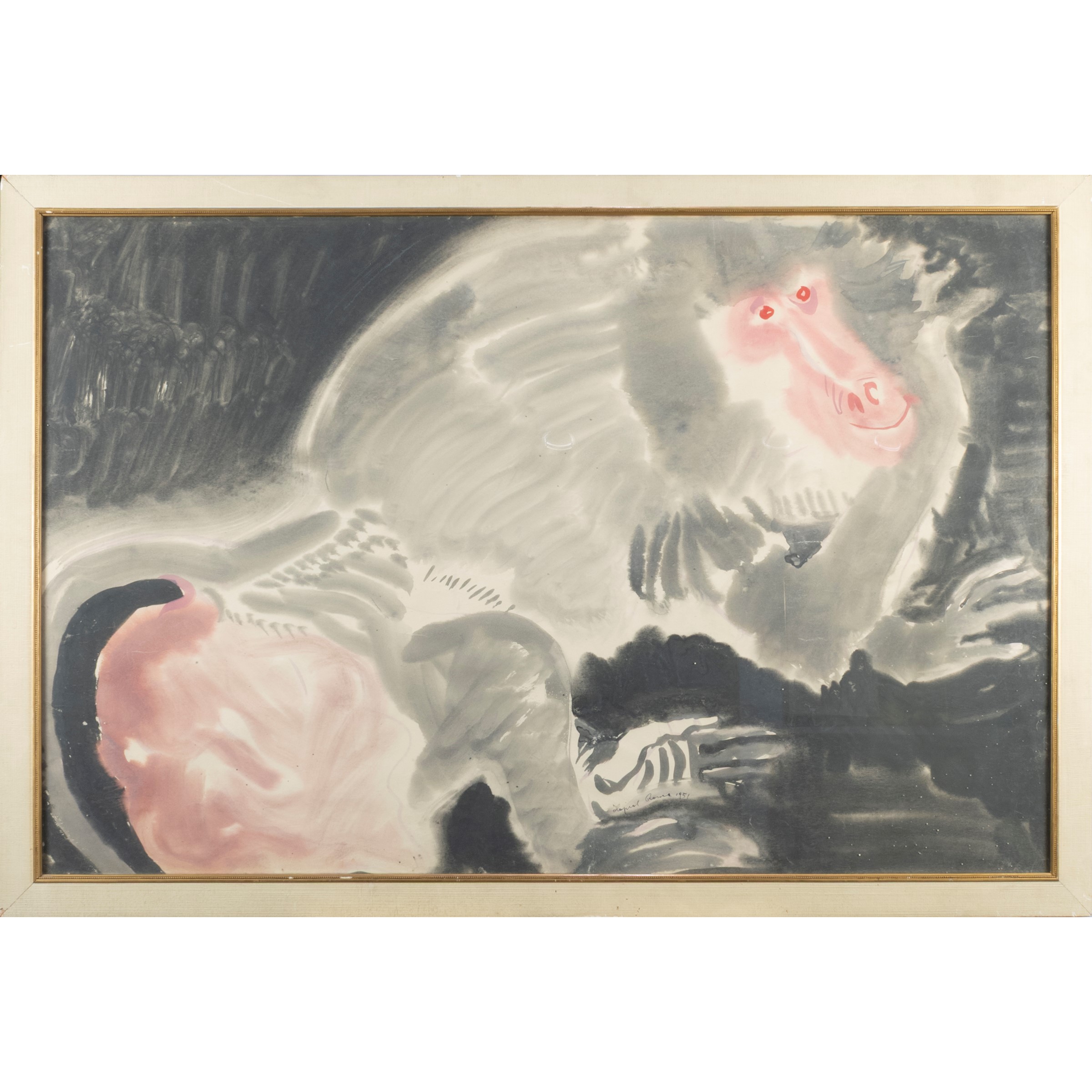 Janos Hajnal - Babuino - Acquerello su carta, 1951