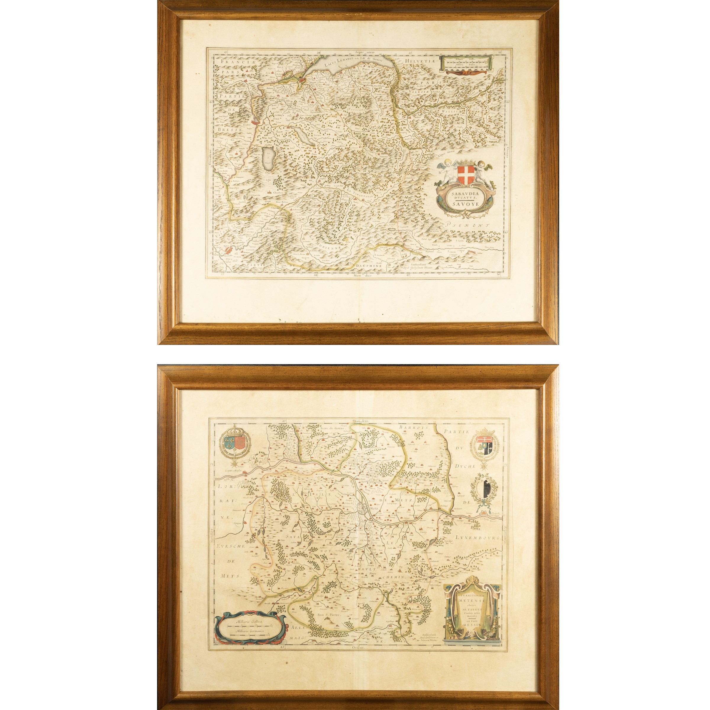 Willem Janszoon Blaeu, Incisioni colorate 'Sabavdia Dvcatvs Savoye' e 'Territorium Metense', 1640...
