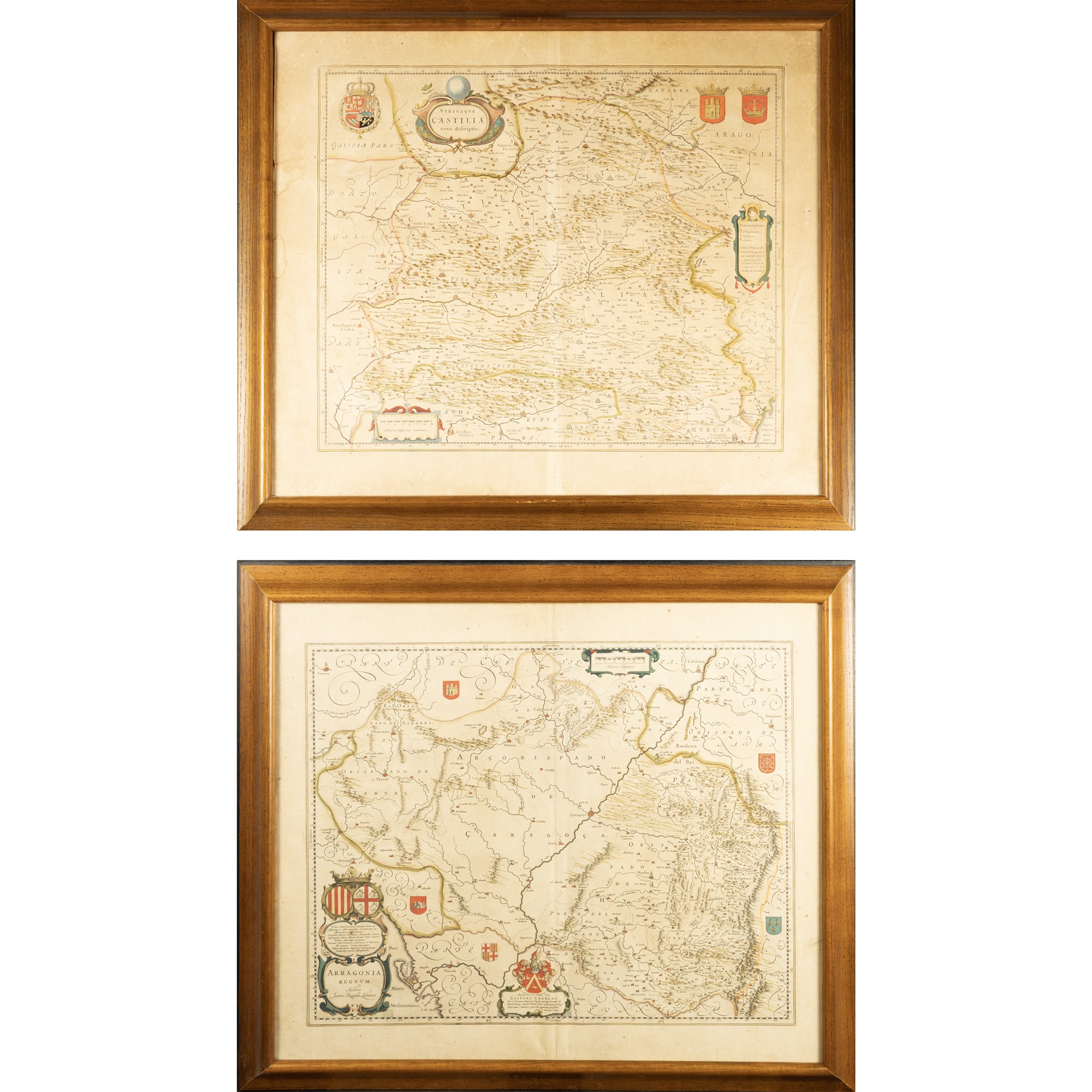 Willem Janszoon Blaeu, "Vtrivs qve Castiliae nova defcriptio - Arragonia regnvm", incisioni color...