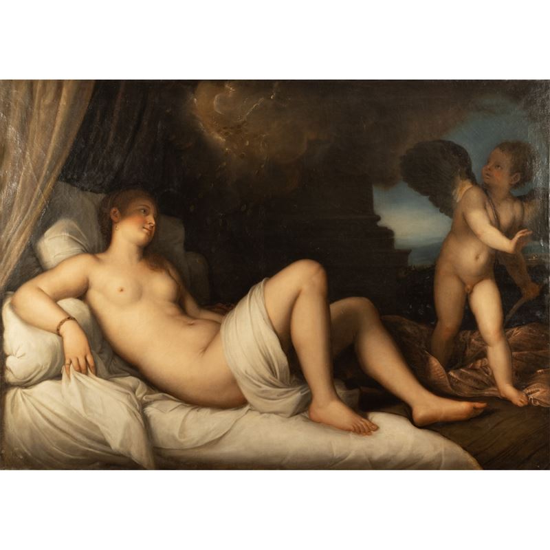 Tiziano Vecellio, Danae e la pioggia d'oro, olio su tela
