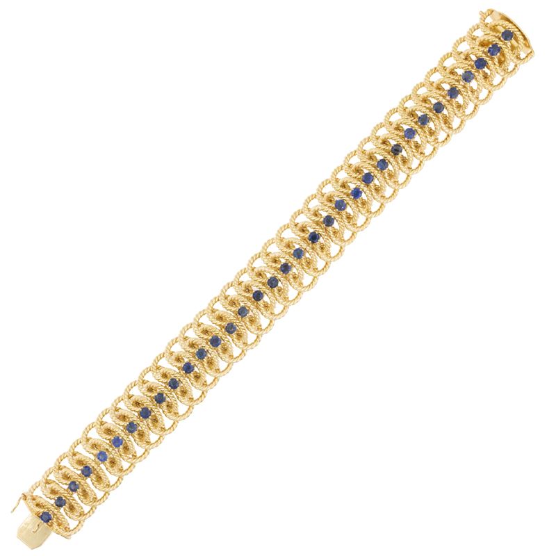 bracciale in oro giallo 18kt con zaffiri