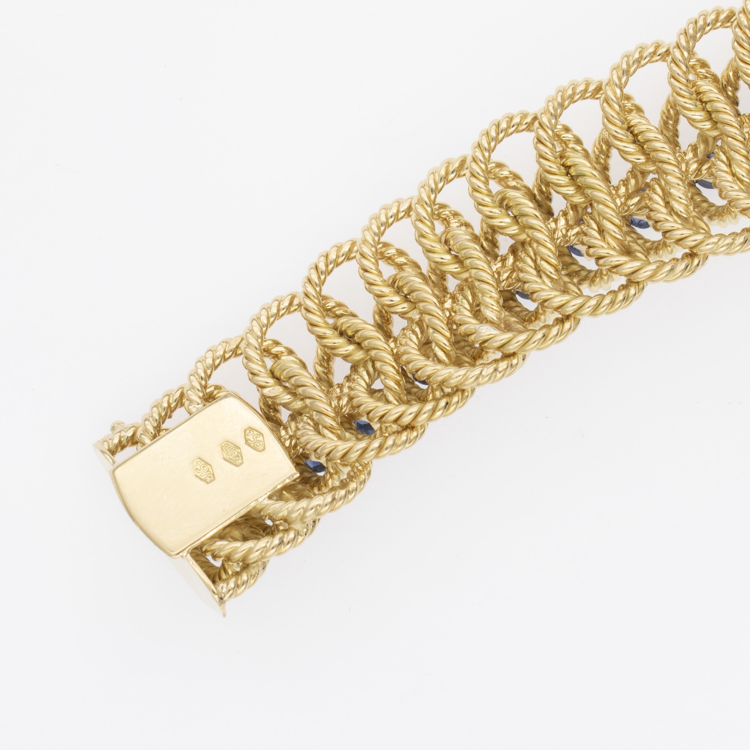bracciale in oro giallo 18kt con zaffiri