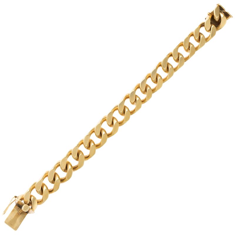 Bracciale a maglia grommette in oro giallo 18kt, anni '70