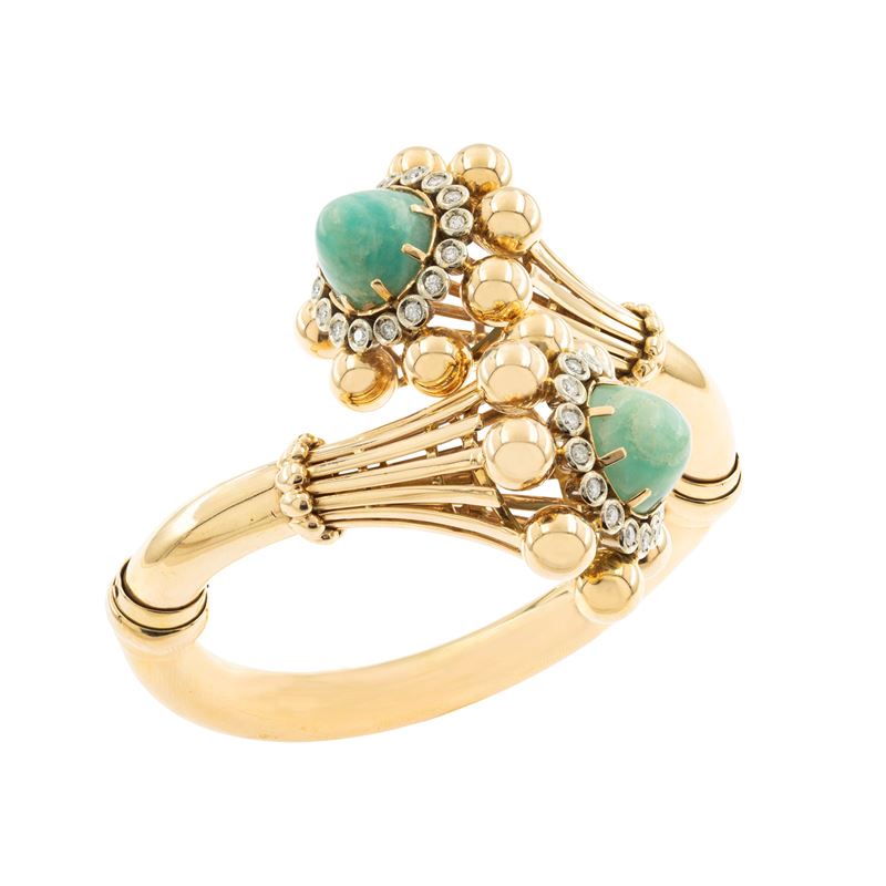 Bracciale contrarié a manetta in oro giallo 18kt