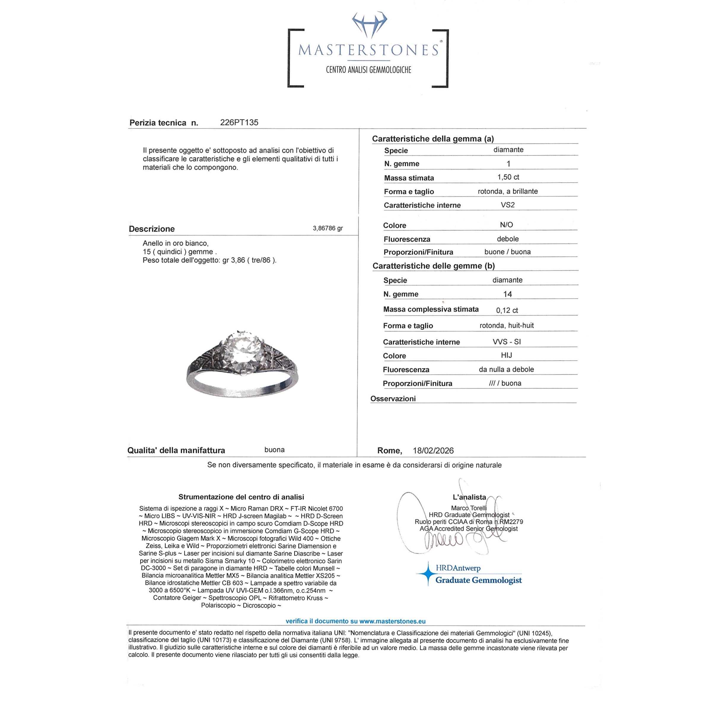 Anello solitario in platino con un diamante