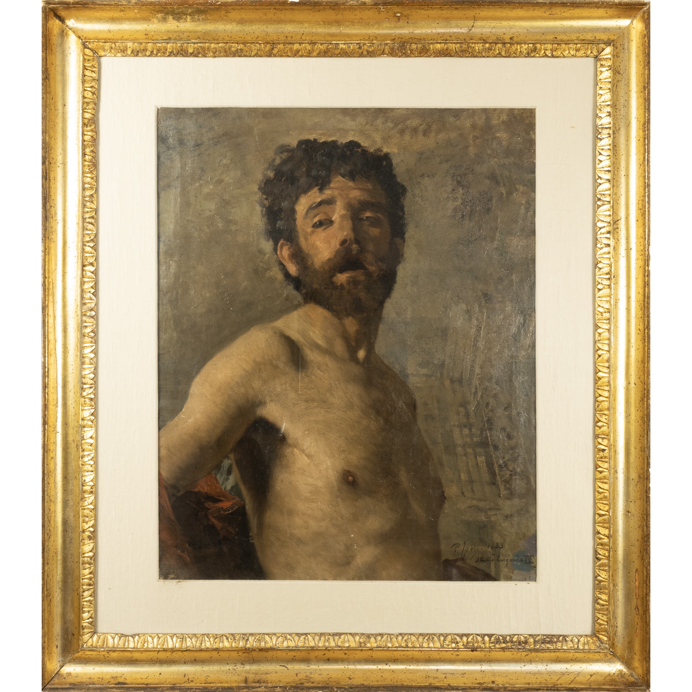 Pio Joris, Studio per il dipinto 'La Fuga di Papa Eugenio IV', olio su tela, 1883