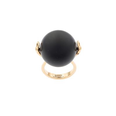 Anello in oro rosa 18 kt con sfera girevole in ebano