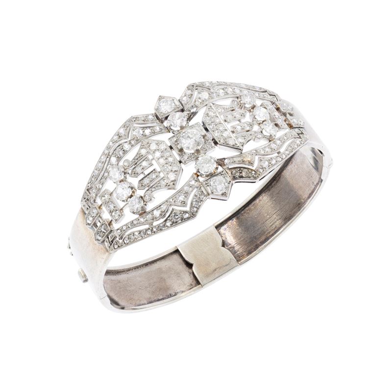 Bracciale Decò in platino e diamanti