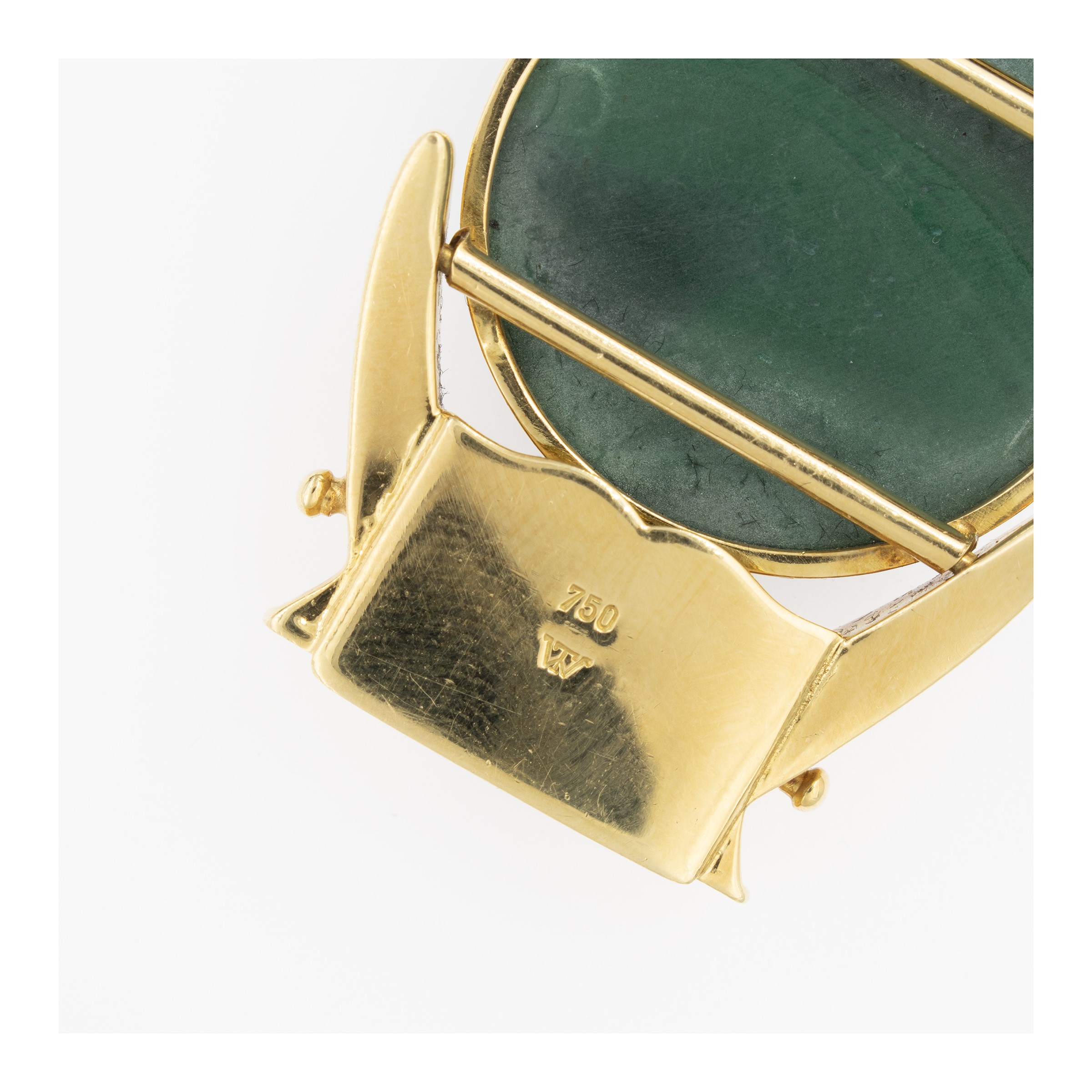 Bracciale in oro giallo 18 kt con inserti in malachite, anni '70
