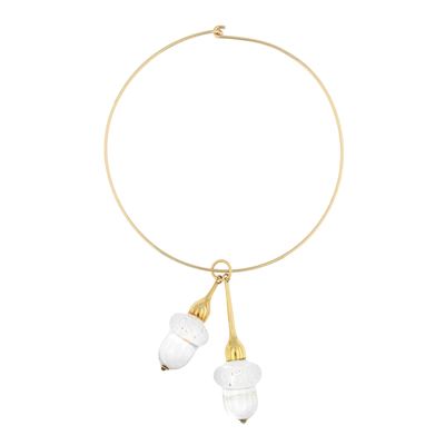 Choker in oro giallo 18 kt con pendenti in vetro Stuben Glass