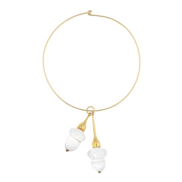 Choker in oro giallo 18kt con pendenti in vetro Stuben Glass