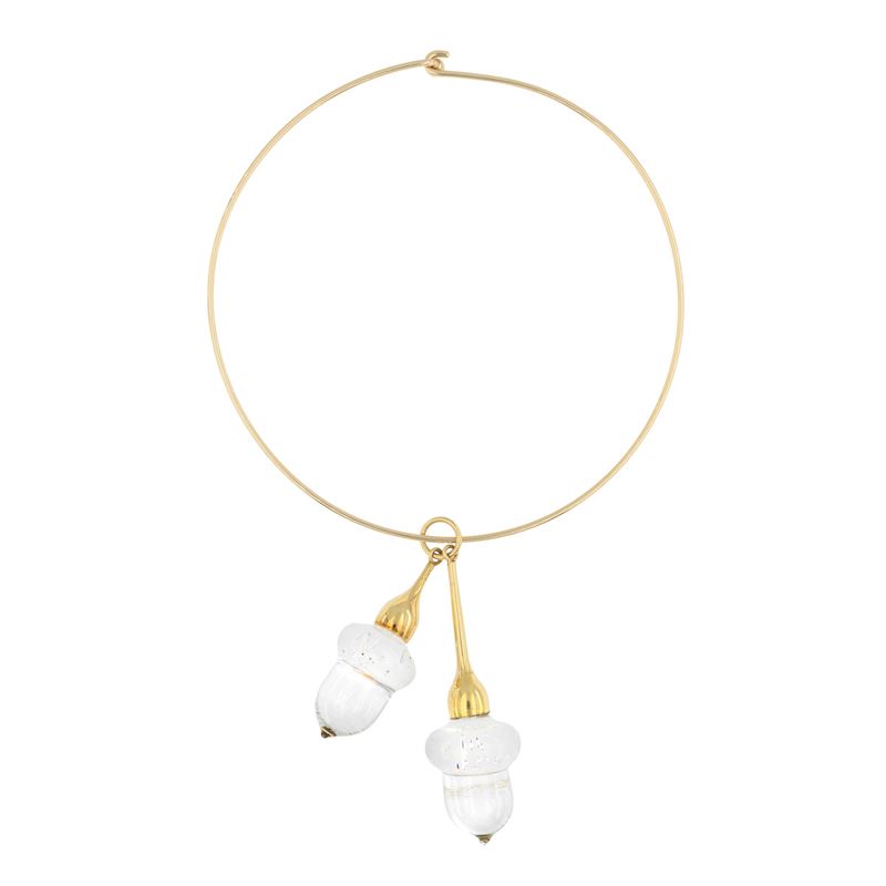 Choker in oro giallo 18 kt con pendenti in vetro Stuben Glass