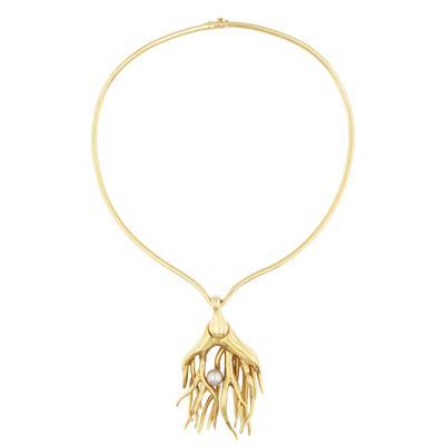 M.A. Macaigne, Choker 'Torque Racines' in oro giallo 18kt e perla grigia