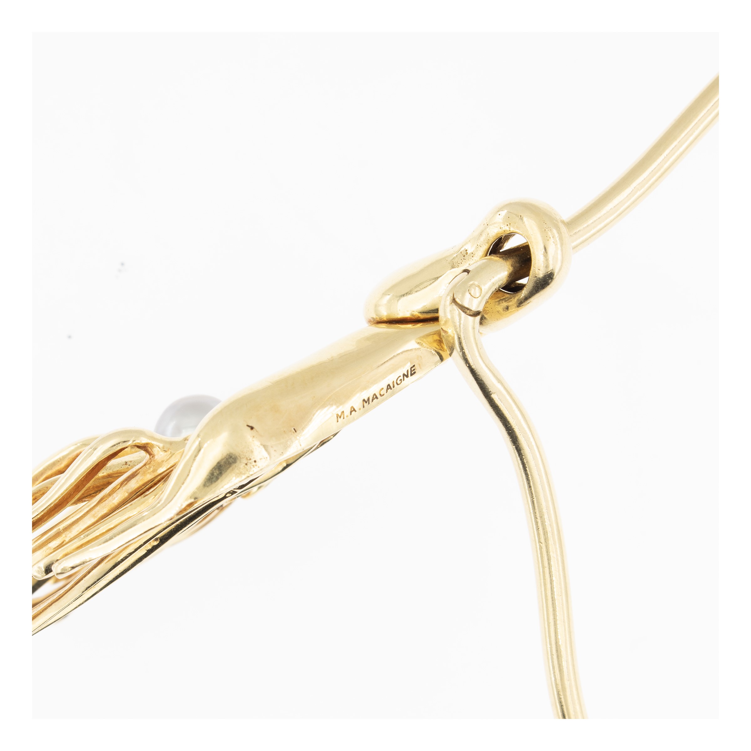M.A. Macaigne, Choker 'Torque Racines' in oro giallo 18kt e perla grigia