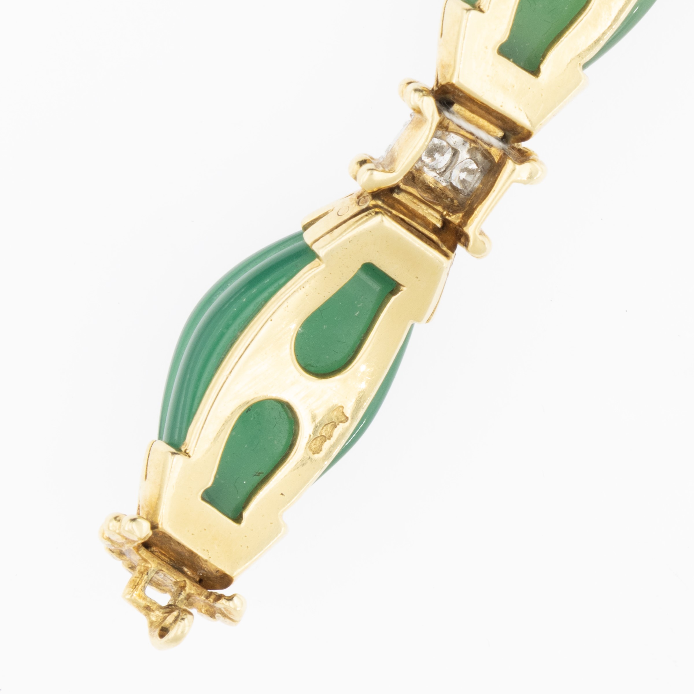 bracciale in oro giallo 18kt crisoprasio verde e diamanti