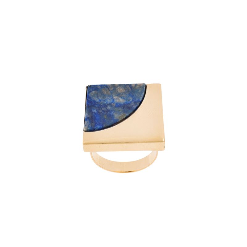 HH Jewels, Anello quadrato in oro giallo 18kt con lapislazzulo