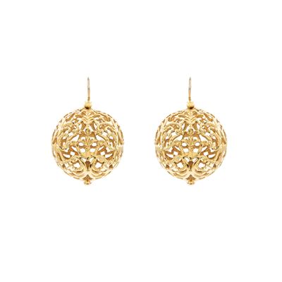 Orecchini boules pendenti in oro giallo 18 kt, lunghezza 4 cm