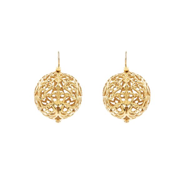 Orecchini boules pendenti in oro giallo 18kt