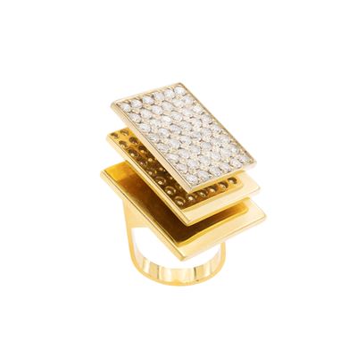 Anello in oro giallo 18 kt con diamanti