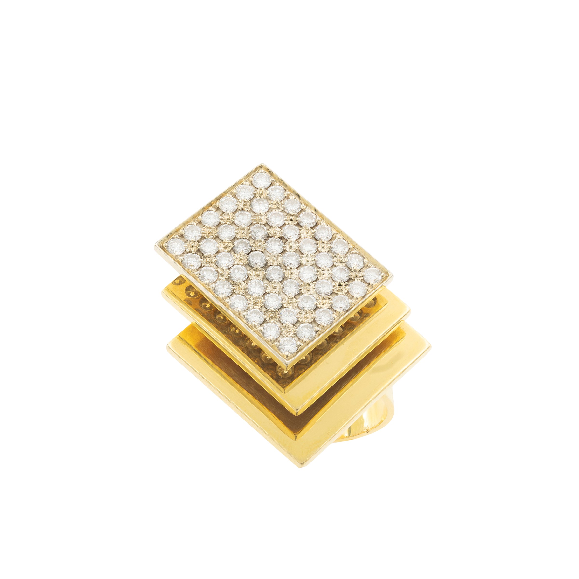 Ettore Sottsass - Anello in oro giallo 18 kt con diamanti
