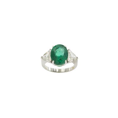 Anello in Oro Bianco 18kt Smeraldo Naturale e Diamanti